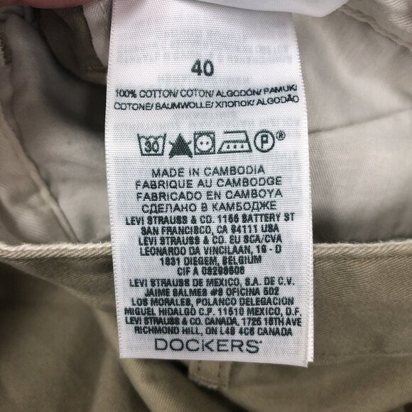 DOCKERS KHAKI MEN'S Sz 40 SHORTS FLAT FRONT CLASSIC FIT - Picture 6 of 6